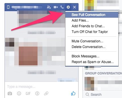 How to find the first message on facebook chat